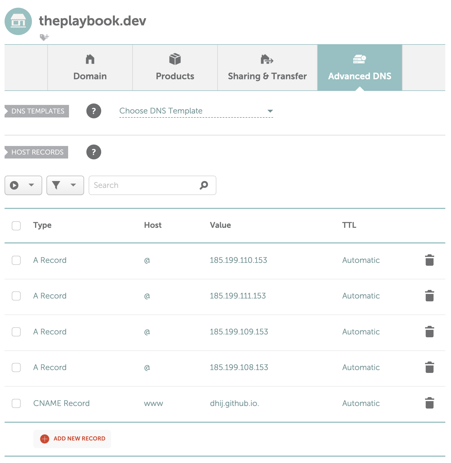 Namecheap DNS Records